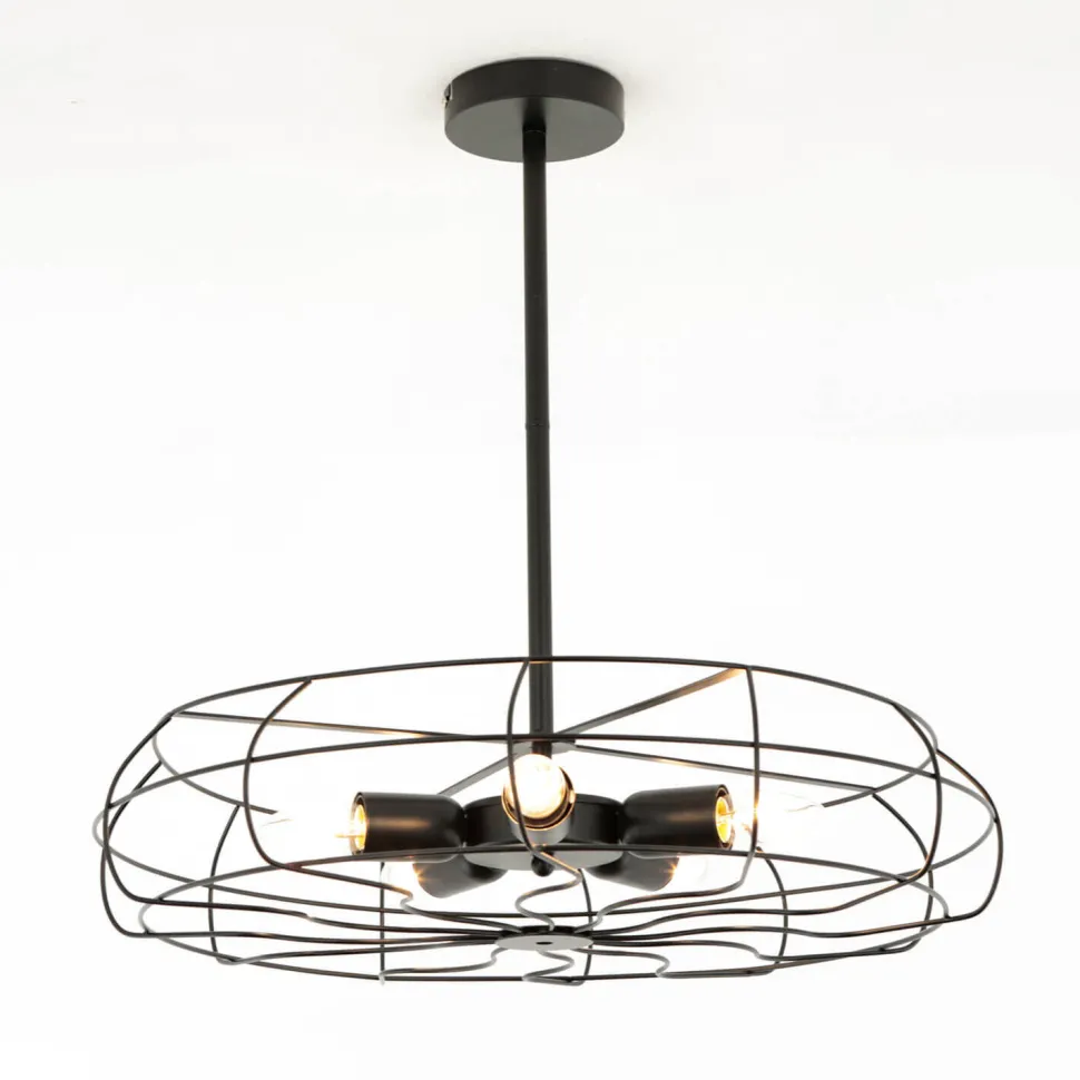 Deckenlampe Metall Schwarz Ø 56 cm 5x E27 Retro