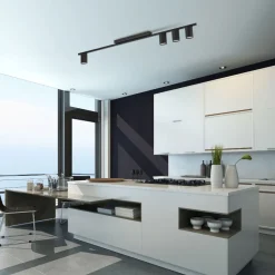 Deckenlampe Metall Schwarz lang 100 cm flach 4-flammig