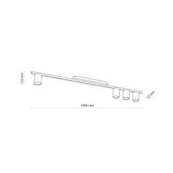 Deckenlampe Metall Schwarz lang 100 cm flach 4-flammig