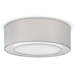 Deckenlampe Metall Stoff rund Ø 52 cm Chrom Hellgrau