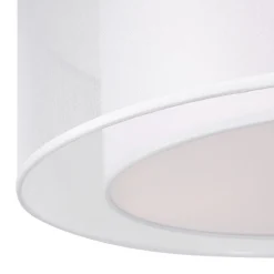 Deckenlampe Metall Stoff E27 rund D: 52 cm Weiß Modern