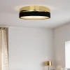 Deckenlampe Metall Stoff rund Ø 60 cm Schwarz Gold