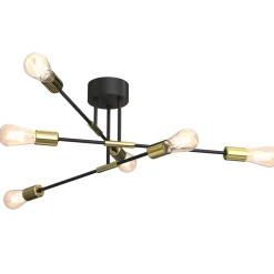 Deckenlampe Metall Vintage E27 Schwarz Gold AQUIB