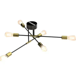 Deckenlampe Metall Vintage E27 Schwarz Gold AQUIB