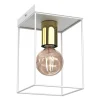 Deckenlampe Metall Weiß Gold B:14 cm E27 Industrial