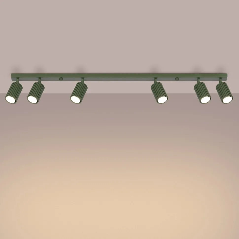 Deckenlampe Modern 117 cm lang GU10 6-flammig schwenkbar Grün