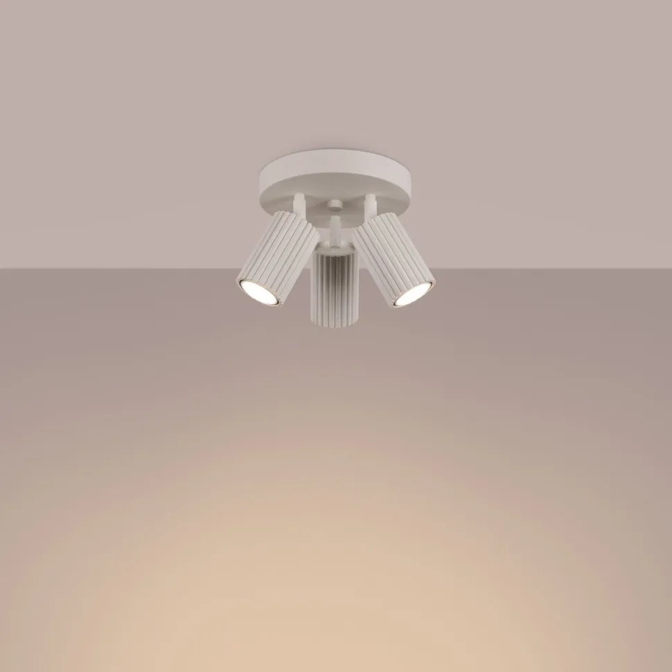 Deckenlampe Modern in Creme Ø 19,5 cm schwenkbar 3x GU10 Alu