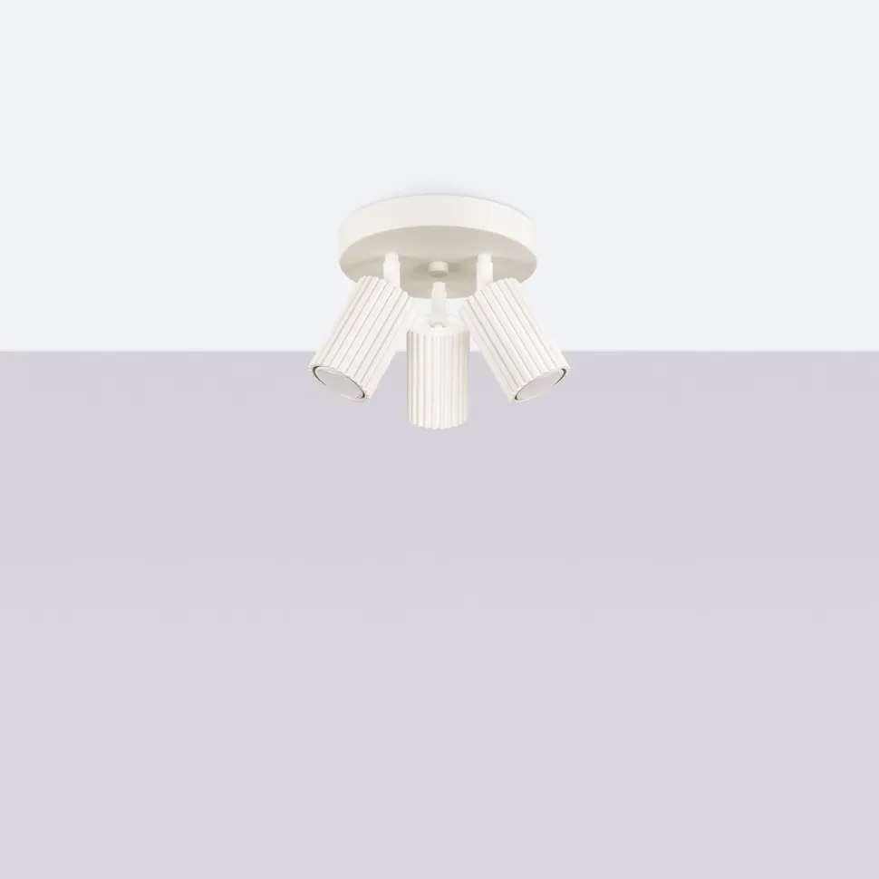 Deckenlampe Modern in Creme Ø 19,5 cm schwenkbar 3x GU10 Alu