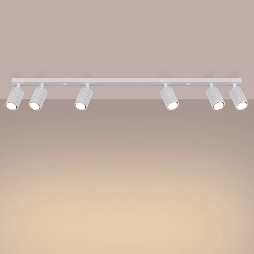 Deckenlampe Modern Weiß 117 cm schwenkbar 6x GU10 Aluminium