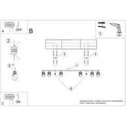 Deckenlampe Modern Weiß 117 cm schwenkbar 6x GU10 Aluminium