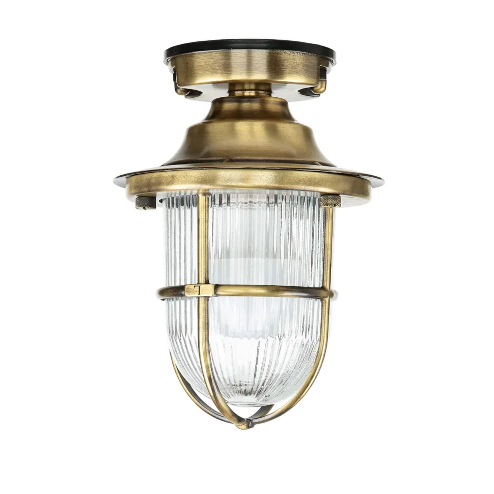 Deckenlampe Outdoor Echt-Messing Glas IP54 Maritim