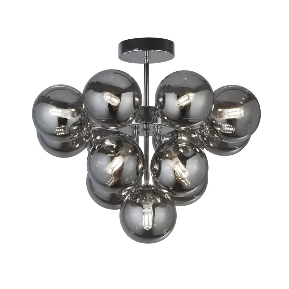 Deckenlampe Rauchglas Ø 41 cm 13x G9 Grau Chrom CARTER