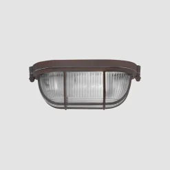 Deckenlampe Riffelglas Metall Braun L:21 cm Industrie