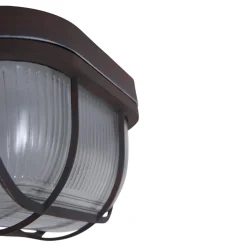 Deckenlampe Riffelglas Metall Braun L:21 cm Industrie