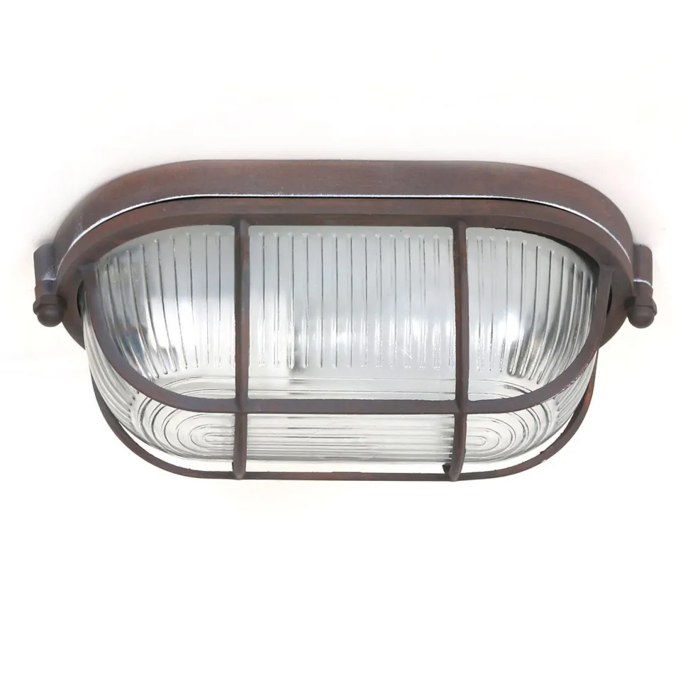 Deckenlampe Riffelglas Metall Braun L:21 cm Industrie