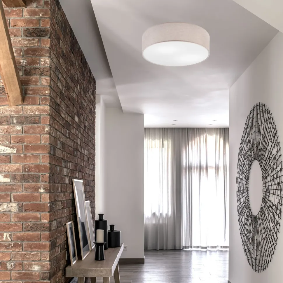 Deckenlampe rund Ø 45 cm für 2x E27 Stoff blendarm Modern