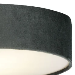 Deckenlampe rund Ø 50 cm H: 10 cm Grau Samt Schirm 3x E27