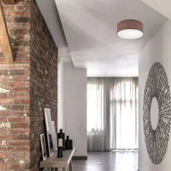 Deckenlampe rund Ø 35 cm Modern Stoff blendarm Braun für E27