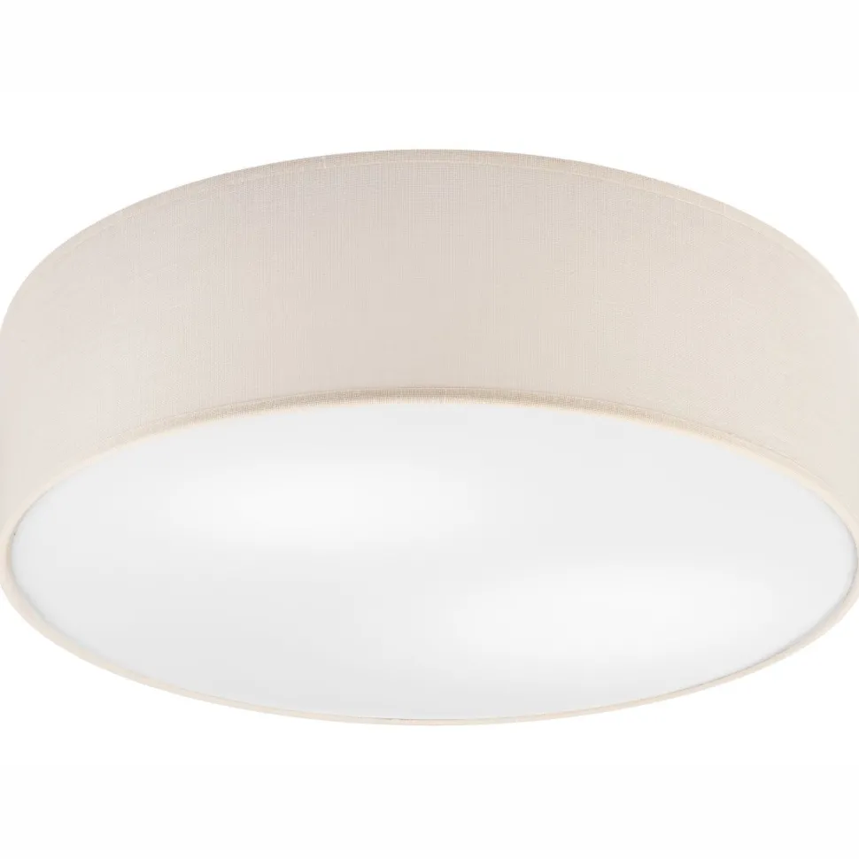 Deckenlampe rund Ø 45 cm Modern Stoffschirm Creme 2x E27