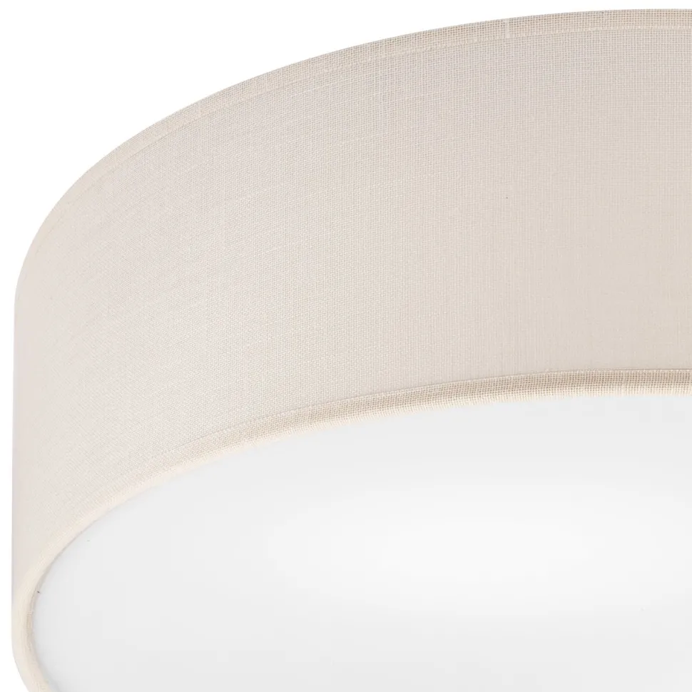 Deckenlampe rund Ø 45 cm Modern Stoffschirm Creme 2x E27