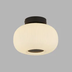 Deckenlampe rund Ø 24 cm Schwarz Weiß Glas Metall E27