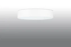 Deckenlampe rund Ø 50 cm Weiß Stoff Glas blendarm 5x E27