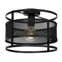 Deckenlampe rund 30 cm Schwarz Metall Mesh E27