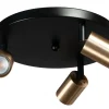 Deckenlampe rund Ø35cm 3-flammig Metall Schwarz Gold