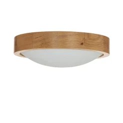 Deckenlampe rund Holz Glas Schirm Ø27cm Wohnzimmer