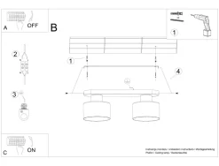 Deckenlampe Schwarz 34 cm lang Metall 2-flammig E27
