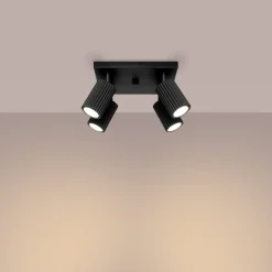 Deckenlampe Schwarz B: 25 cm klein schwenkbar 4-flammig GU10