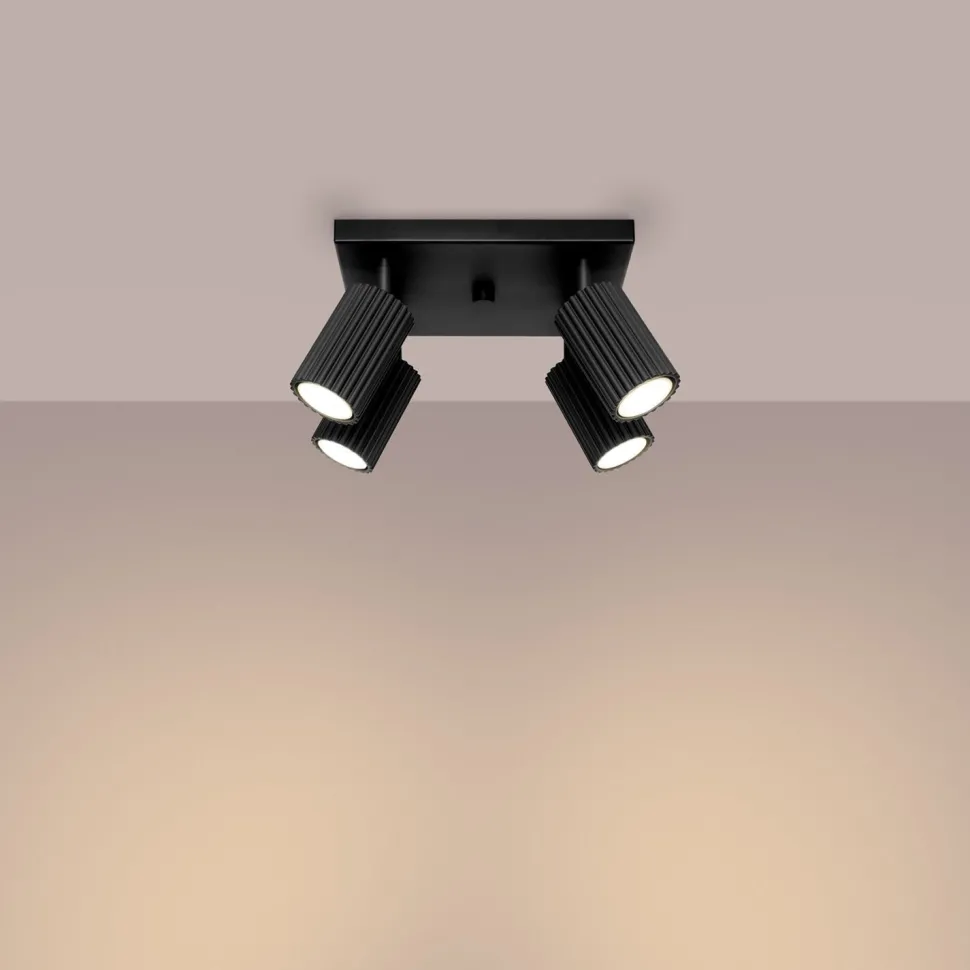 Deckenlampe Schwarz B: 25 cm klein schwenkbar 4-flammig GU10