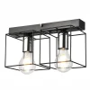 Deckenlampe Schwarz Chrom 2-flammig E27 Metall Modern