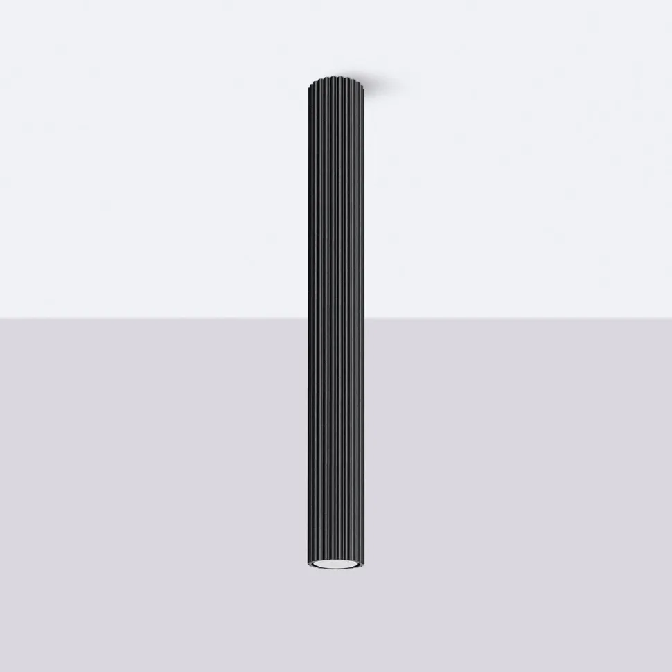 Deckenlampe Schwarz GU10 H: 60 cm Ø 6,5 cm schmal Aufputz