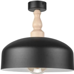 Deckenlampe Schwarz Metall Holz E27 Ø 30 cm Skandinavisch