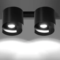 Deckenlampe Schwarz Metall Design rund 2x GU10