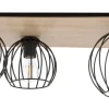 Deckenlampe Schwarz Natur E27 Holz Metall Retro