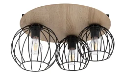 Deckenlampe Schwarz Natur Metall Holz E27 Flur