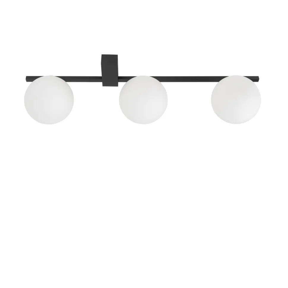 Deckenlampe Schwarz Weiß 67 cm lang 3-flammig G9 Glas