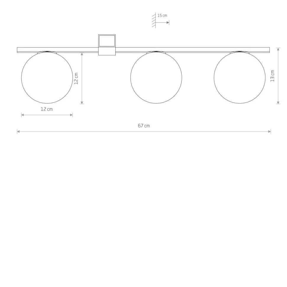 Deckenlampe Schwarz Weiß 67 cm lang 3-flammig G9 Glas