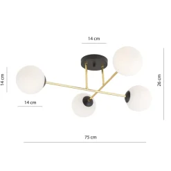Deckenlampe Schwarz Weiß Gold 55 cm Kugelschirme