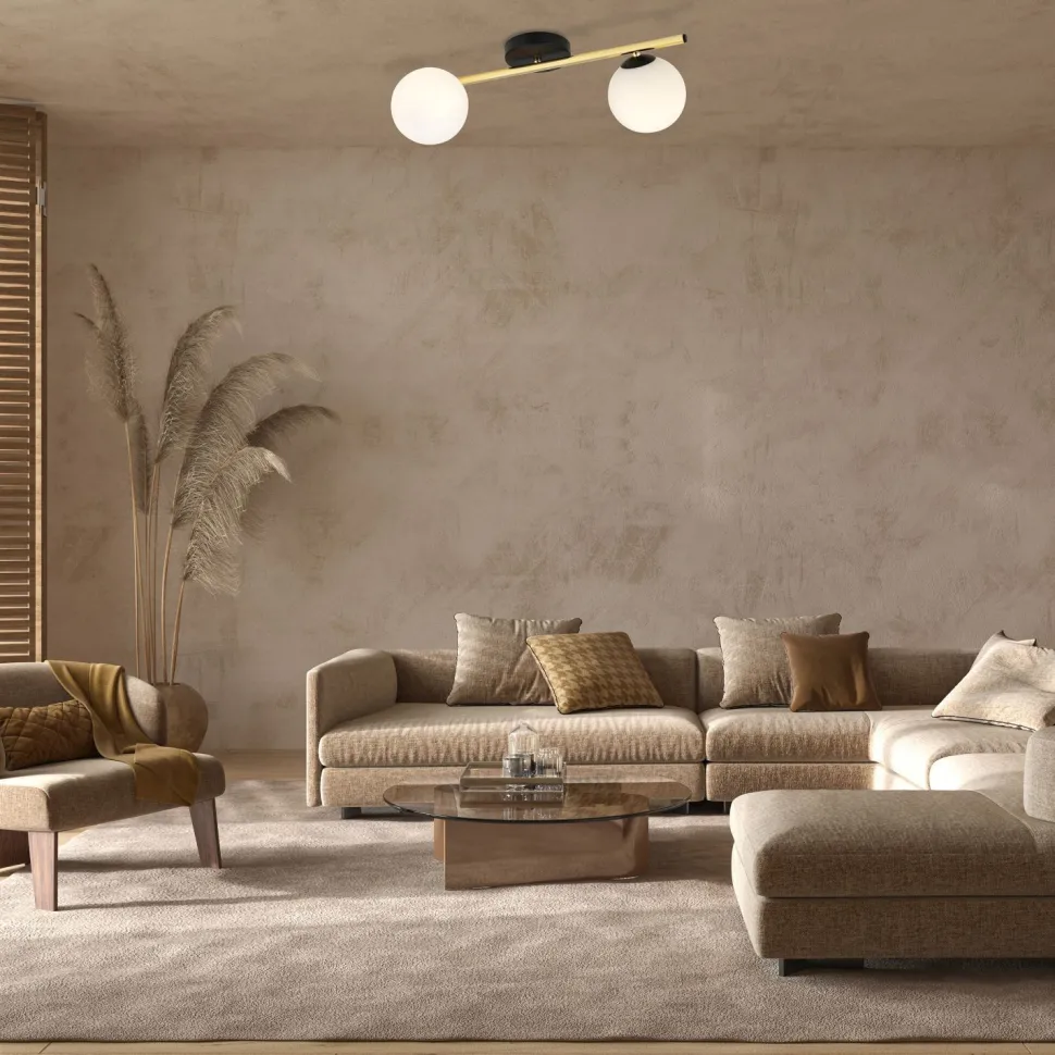 Deckenlampe Schwarz Weiß Gold blendarm 55 cm lang E14