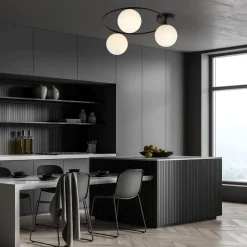 Deckenlampe Schwarz Weiß H: 20 cm Ø 47 cm LIBORIO