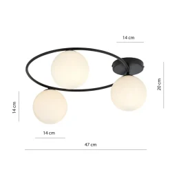 Deckenlampe Schwarz Weiß H: 20 cm Ø 47 cm LIBORIO