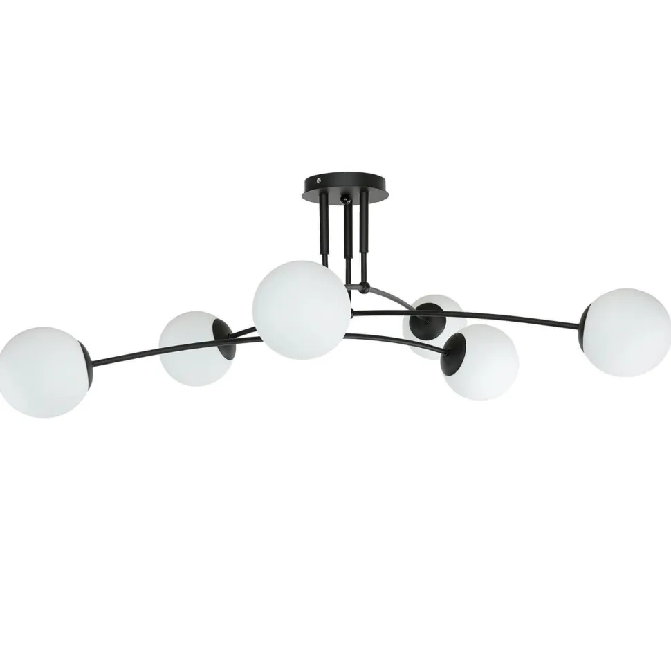 Deckenlampe Schwarz Weiß 6x E14 Modern Metall Glas