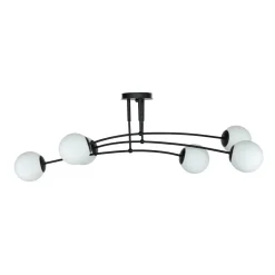 Deckenlampe Schwarz Weiß 6x E14 Modern Metall Glas