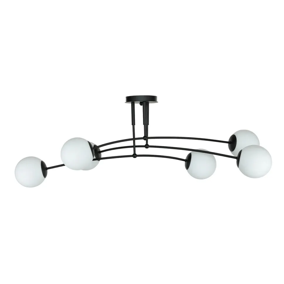 Deckenlampe Schwarz Weiß 6x E14 Modern Metall Glas