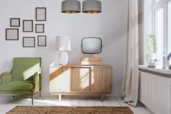 Deckenlampe Stoff blendarm Schwarz Grau Gold E27 70 cm