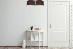 Deckenlampe Stoff blendarm Schwarz Braun Weiß E27 70 cm