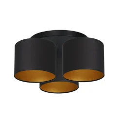 Deckenlampe Stoff Metall Schwarz Gold Ø45 cm blendarm